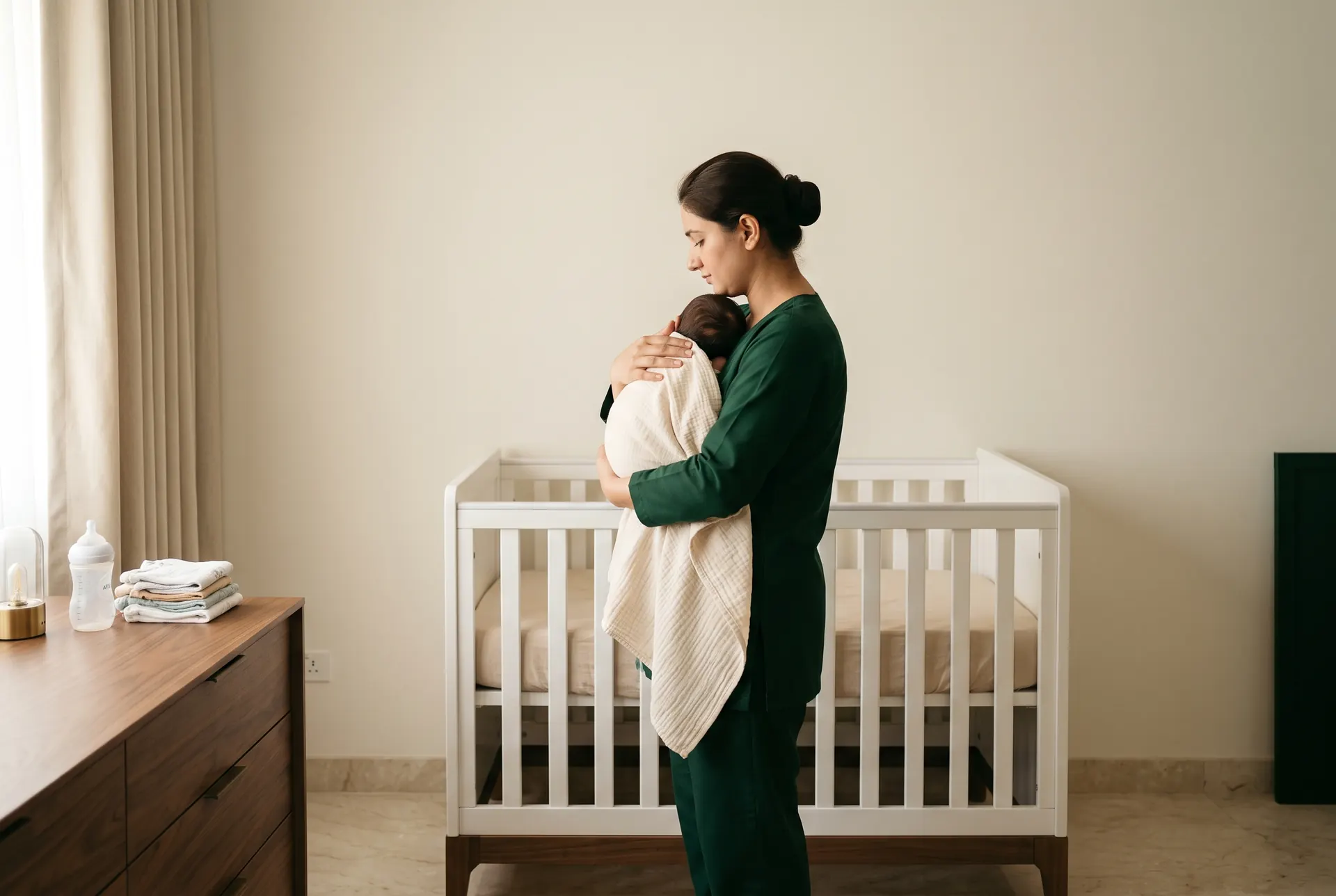 A PMS aya at work in a family home.