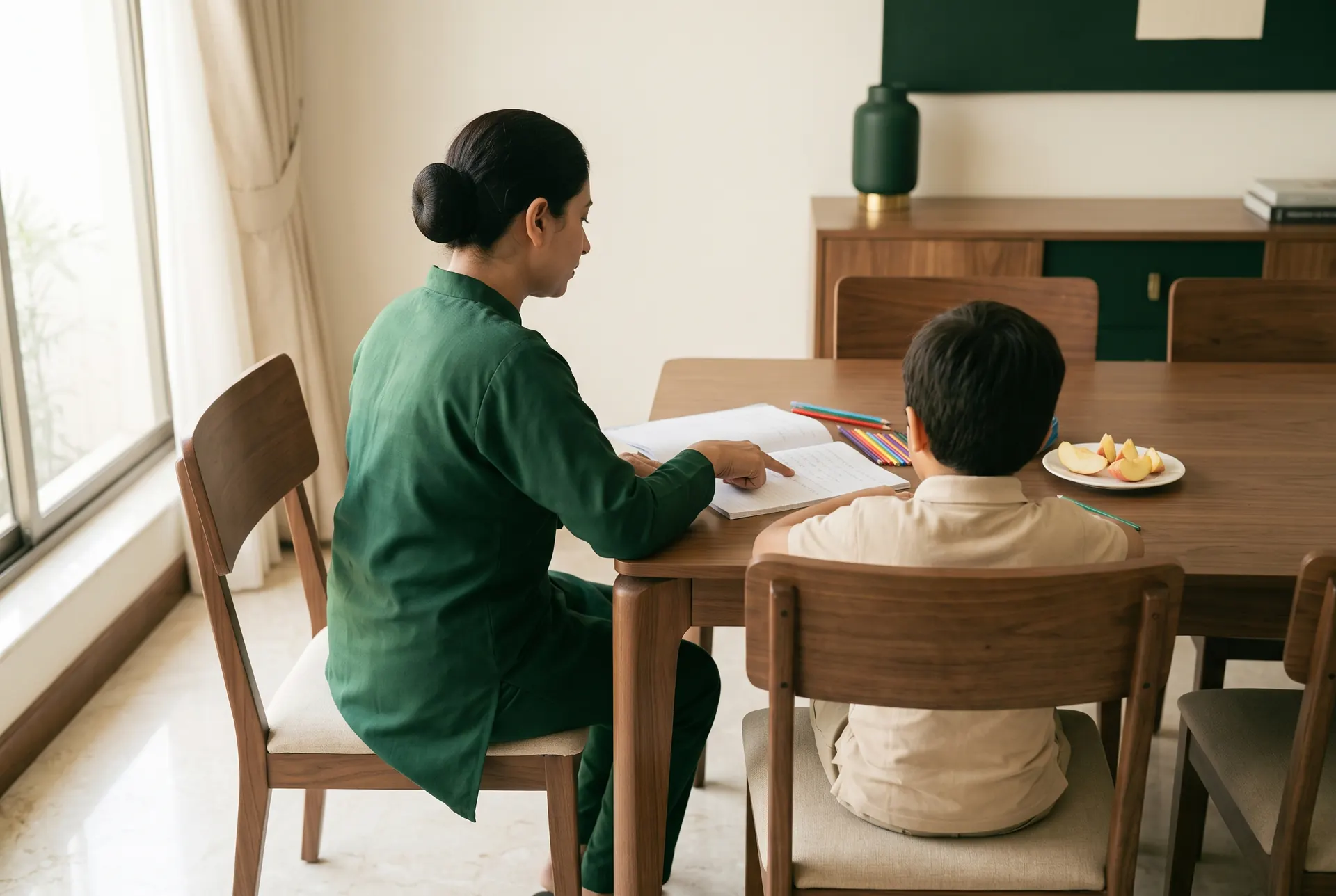 A PMS babysitter at work in a family home.
