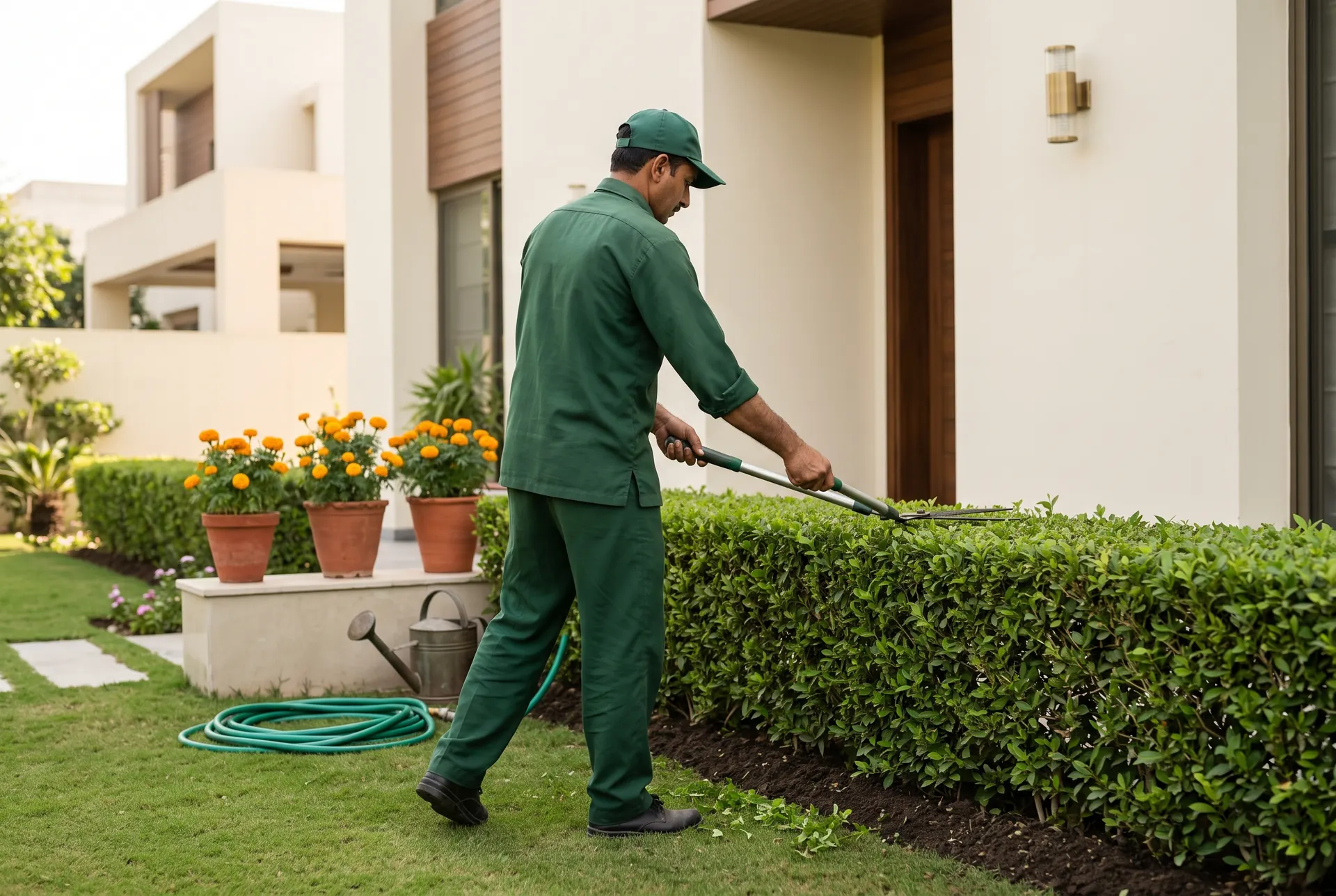 A PMS gardener at work in a family home.
