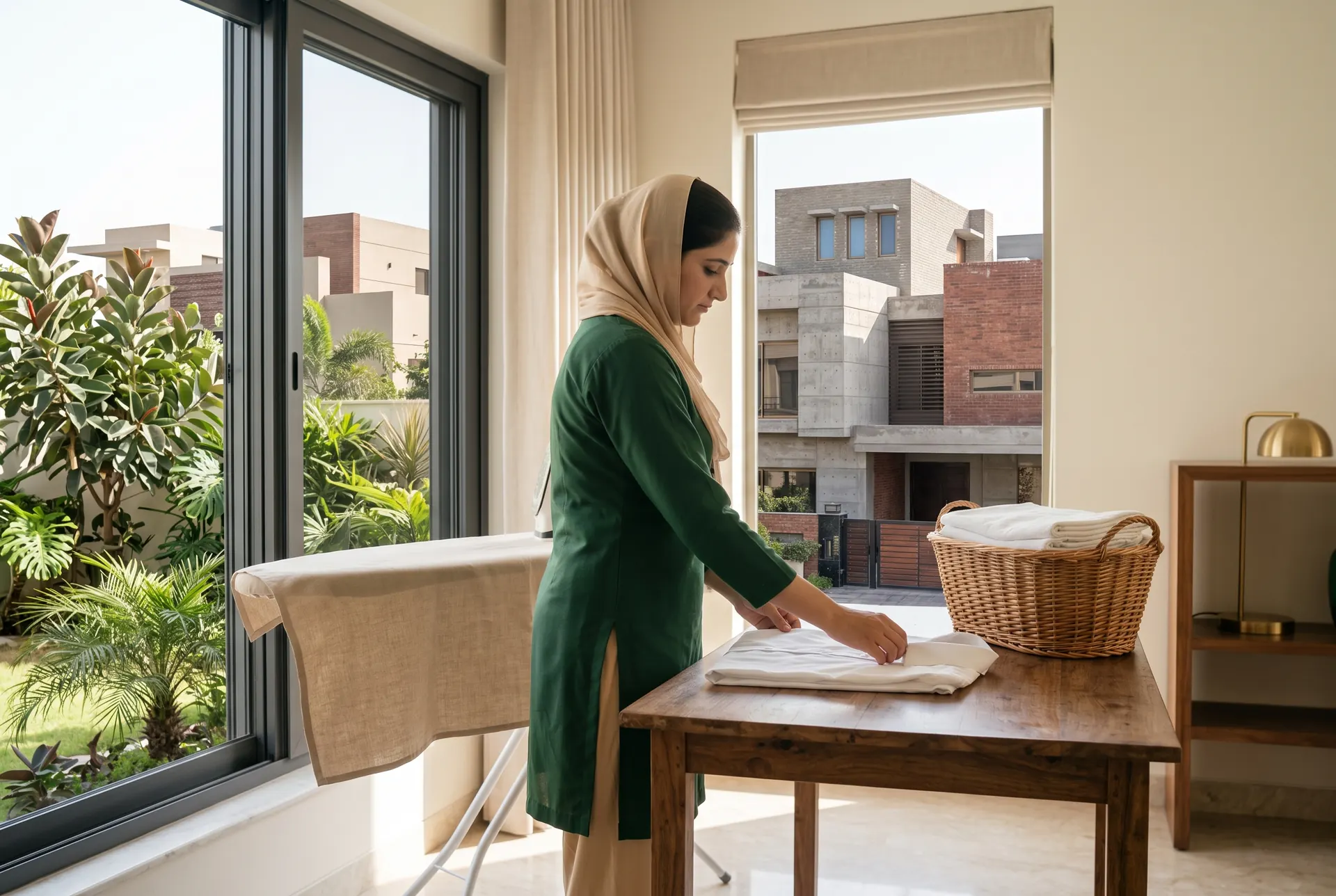 A PMS house maid at work in a family home.