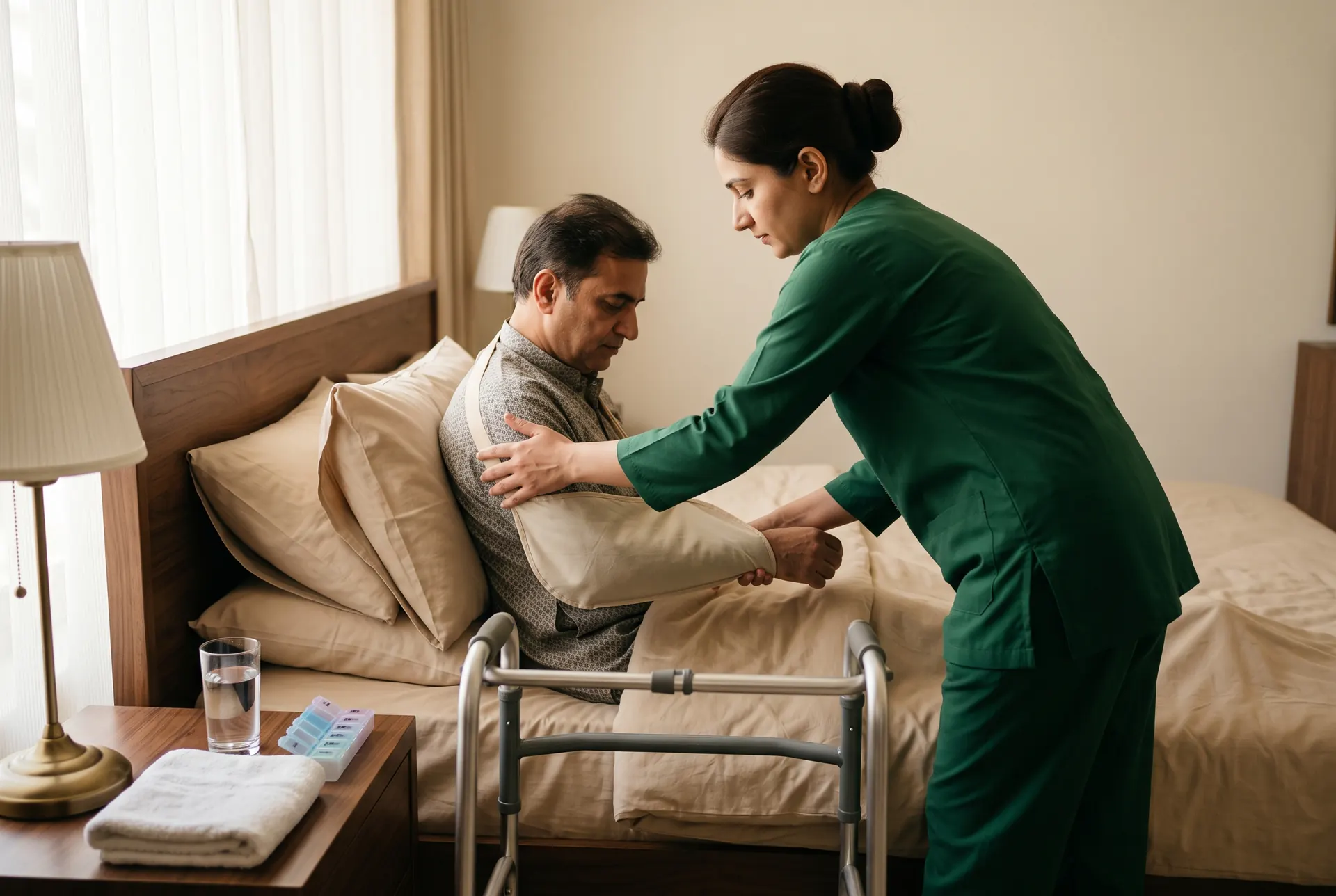 A PMS patient care attendant at work in a family home.